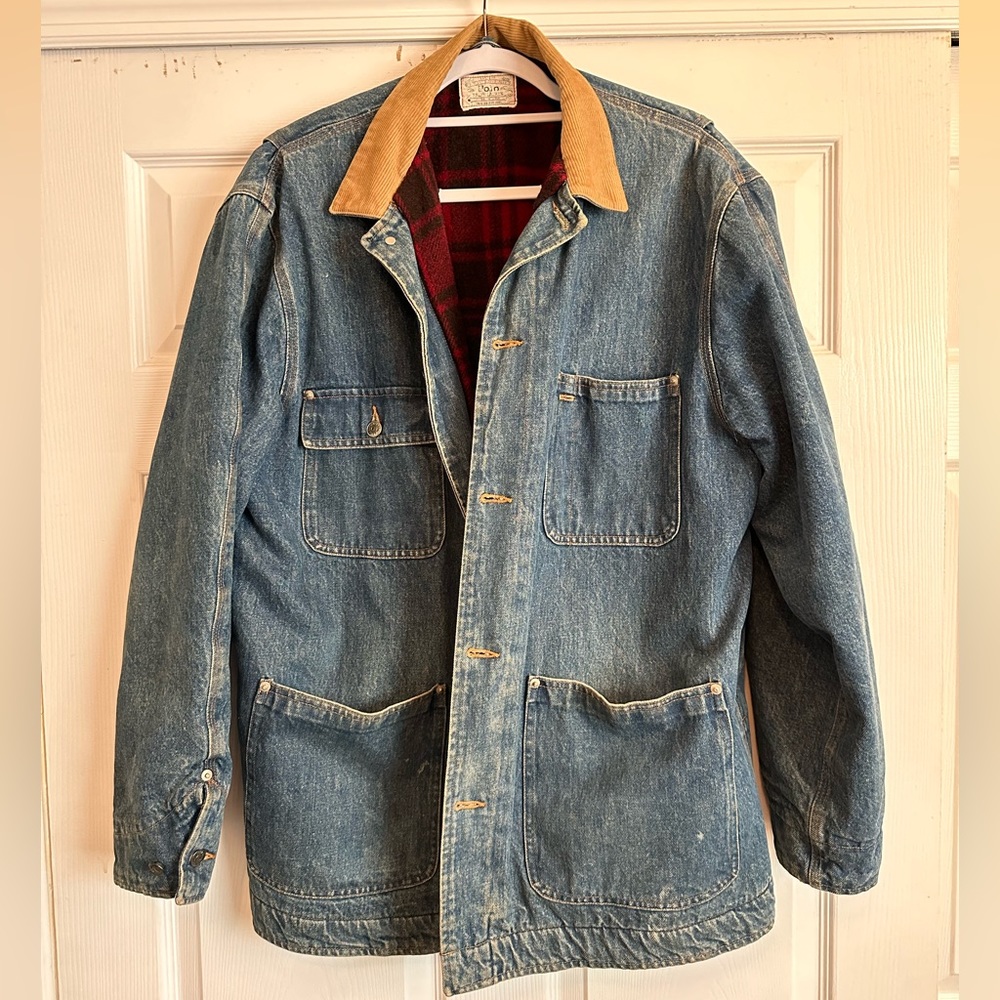 Vintage Polo Ralph Lauren Wool lined Denim jacket with Corduroy collar!